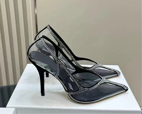 Star Style Strass transparente Pumps elegante spitze High Heels Kristall
