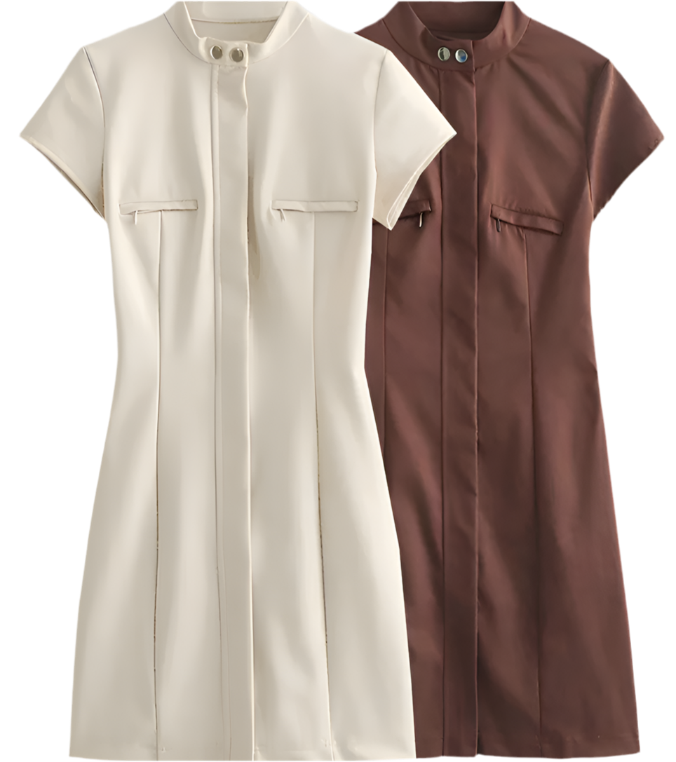 Kombini Minikleid hoher Kragen, Reißverschluss