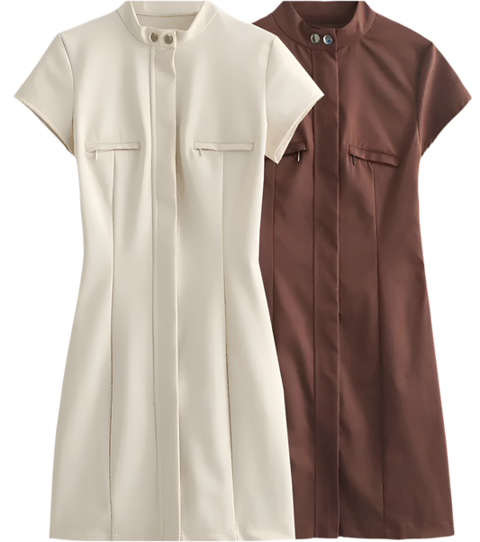 Kombini Minikleid hoher Kragen, Reißverschluss