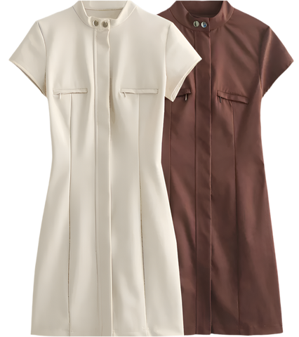 Kombini Minikleid hoher Kragen, Reißverschluss