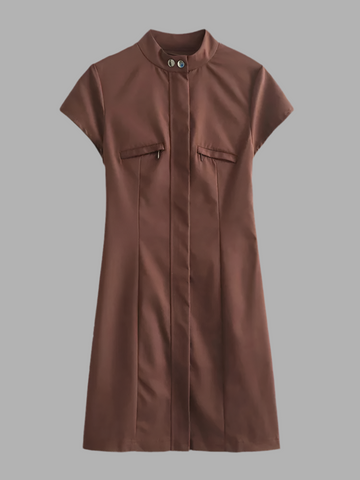 Kombini Minikleid hoher Kragen, Reißverschluss