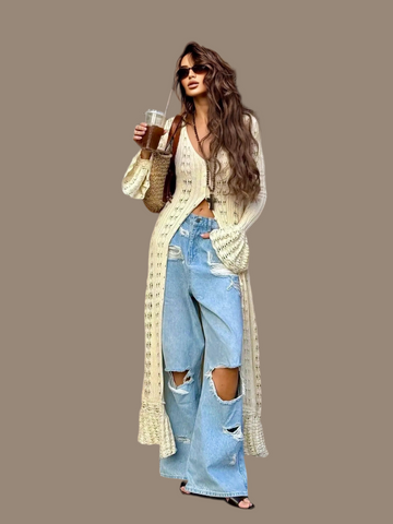 Lange Strickjacke