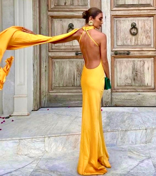 Elegantes Band-Satin-langes Partykleid