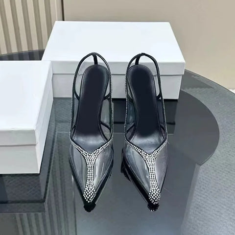 Star Style Strass transparente Pumps elegante spitze High Heels Kristall