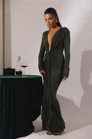 Glitzer Kleid mit Tiefem V-ausschnitt