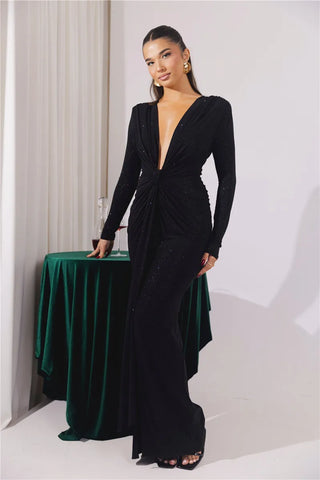 Glitzer Kleid mit Tiefem V-ausschnitt