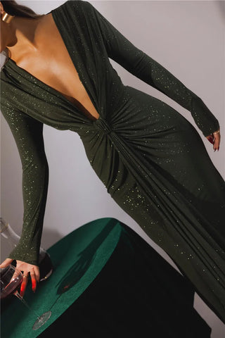 Glitzer Kleid mit Tiefem V-ausschnitt