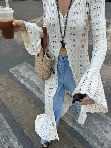 Lange Strickjacke