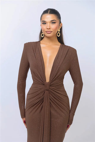 Glitzer Kleid mit Tiefem V-ausschnitt
