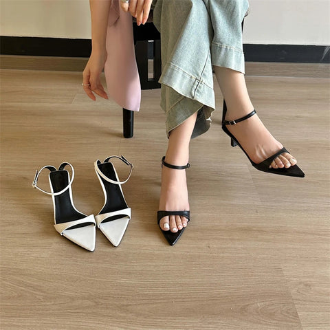 Womanly Heels Bequeme & elegante Sandalen 2025, Low Heels Spitz Slingback Casual Party