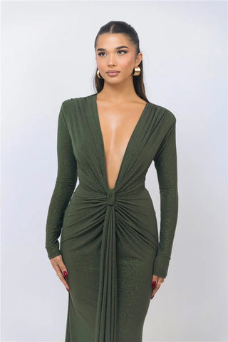 Glitzer Kleid mit Tiefem V-ausschnitt