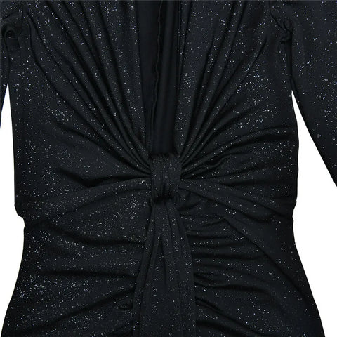 Glitzer Kleid mit Tiefem V-ausschnitt