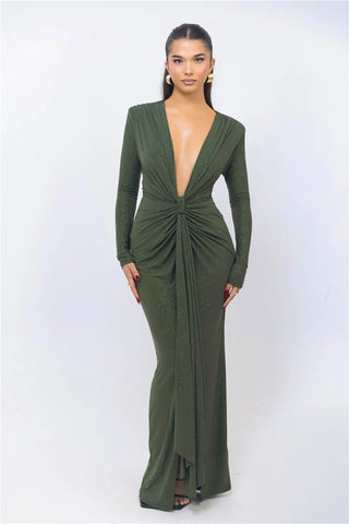 Glitzer Kleid mit Tiefem V-ausschnitt
