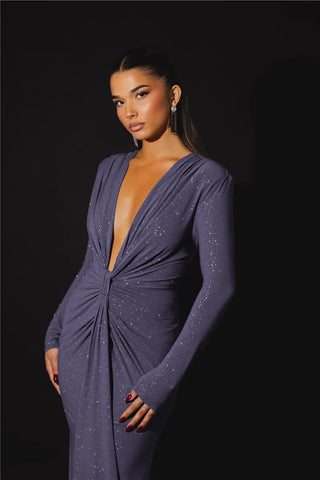 Glitzer Kleid mit Tiefem V-ausschnitt