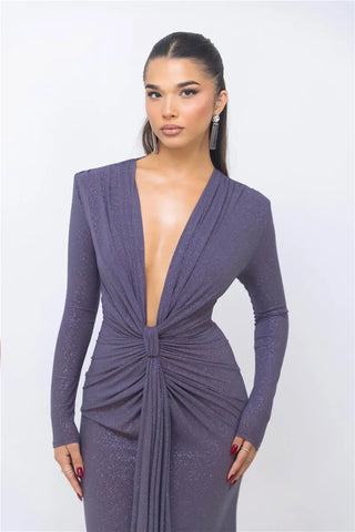 Glitzer Kleid mit Tiefem V-ausschnitt