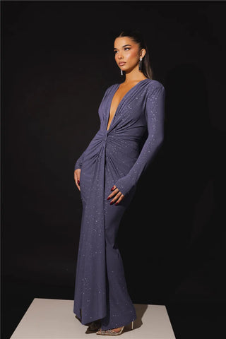 Glitzer Kleid mit Tiefem V-ausschnitt