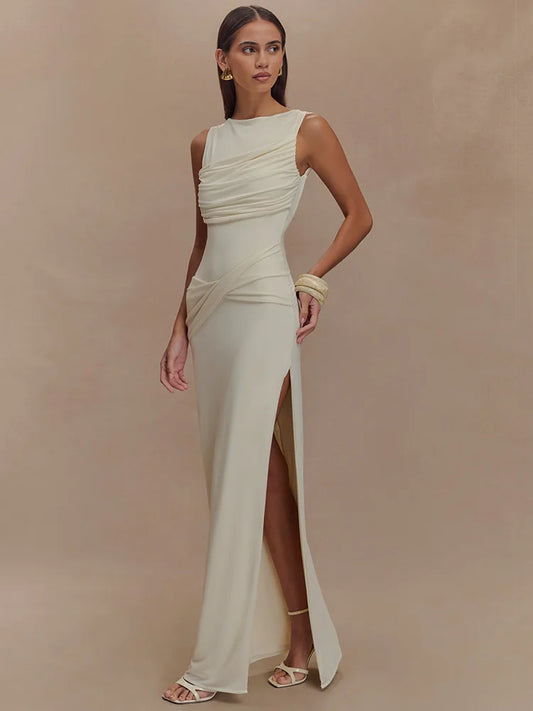 Gerafftes Split Bodycon Kleid