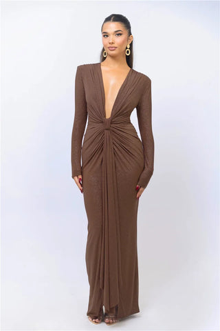 Glitzer Kleid mit Tiefem V-ausschnitt