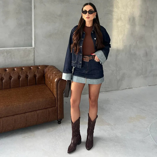 Trendy Denim Rock Set Casual