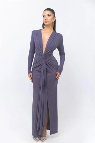 Glitzer Kleid mit Tiefem V-ausschnitt
