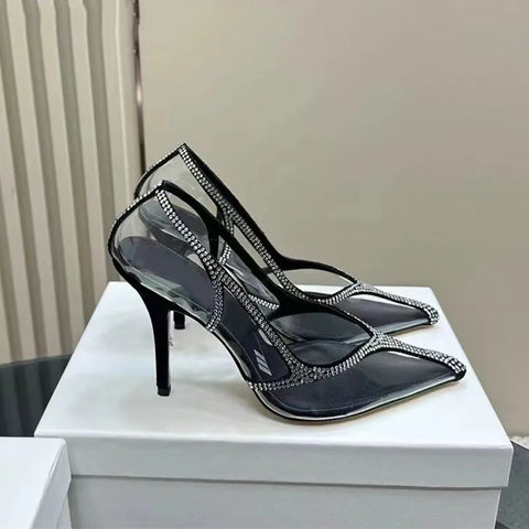 Star Style Strass transparente Pumps elegante spitze High Heels Kristall
