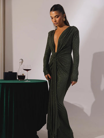Glitzer Kleid mit Tiefem V-ausschnitt